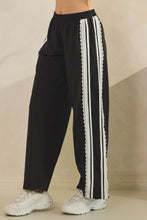 Load image into Gallery viewer, Veveret Nylon Track Pants with Lace Stripes in Black

