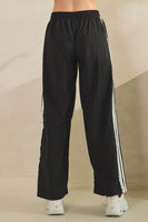 Veveret Nylon Track Pants with Lace Stripes in Black