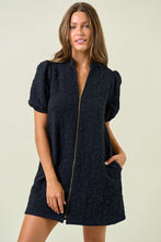 Load image into Gallery viewer, Doe &amp; Rae Quilted Floral Jacquard Mini Dress in Black
