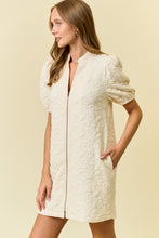 Load image into Gallery viewer, Doe &amp; Rae Quilted Floral Jacquard Mini Dress in Ivory
