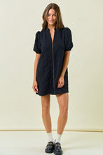 Load image into Gallery viewer, Doe &amp; Rae Quilted Floral Jacquard Mini Dress in Black
