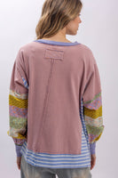 BlueVelvet Mixed Striped and Contrasting Print Top in Pink Multi