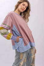 Load image into Gallery viewer, BlueVelvet Mixed Striped and Contrasting Print Top in Pink Multi
