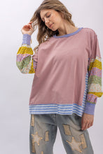 Load image into Gallery viewer, BlueVelvet Mixed Striped and Contrasting Print Top in Pink Multi
