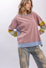 Load image into Gallery viewer, BlueVelvet Mixed Striped and Contrasting Print Top in Pink Multi
