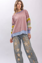 Load image into Gallery viewer, BlueVelvet Mixed Striped and Contrasting Print Top in Pink Multi
