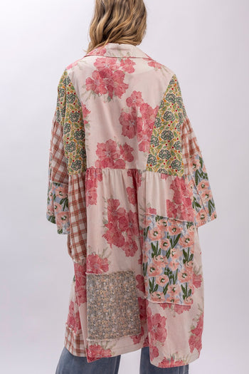 BlueVelvet Multi Print Mixed Patchwork Jacket in Pink