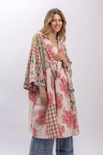 BlueVelvet Multi Print Mixed Patchwork Jacket in Pink