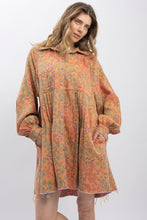 Load image into Gallery viewer, BlueVelvet Floral Print Cotton Gauze Mini Dress in Peach
