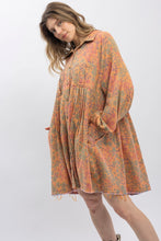 Load image into Gallery viewer, BlueVelvet Floral Print Cotton Gauze Mini Dress in Peach
