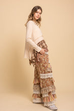 Load image into Gallery viewer, BlueVelvet Mixed Print Ruffled Hem Top in Natural
