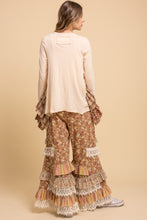 Load image into Gallery viewer, BlueVelvet Mixed Print Ruffled Hem Top in Natural
