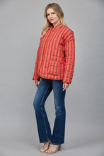 Load image into Gallery viewer, FATE Contrasting Color Striped Quilted Jacket in Coral Brown
