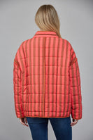 FATE Contrasting Color Striped Quilted Jacket in Coral Brown