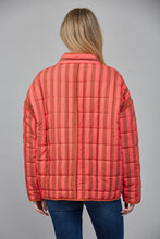 Load image into Gallery viewer, FATE Contrasting Color Striped Quilted Jacket in Coral Brown
