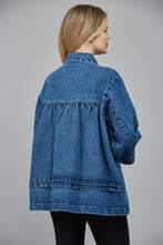Load image into Gallery viewer, FATE Washed Denim Pleated Detailed Jacket in Dark Denim

