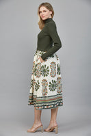 FATE Ribbed Knit Top and Print Skirt Maxi Dress in Olive