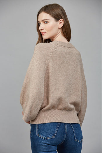 Fate Raglan Sleeve Crew Neck Sweater in Soft Mocha