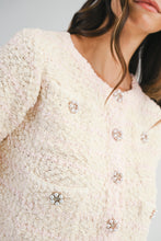 Load image into Gallery viewer, MABLE Boucle Knit and Sequin CROPPED Cardigan in Light Pink

