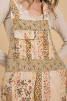BlueVelvet Mixed Patchwork Print Overalls in Natural Multi