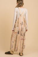 BlueVelvet Mixed Patchwork Print Overalls in Natural Multi