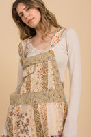 BlueVelvet Mixed Patchwork Print Overalls in Natural Multi