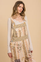 BlueVelvet Mixed Patchwork Print Overalls in Natural Multi