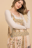 BlueVelvet Mixed Patchwork Print Overalls in Natural Multi