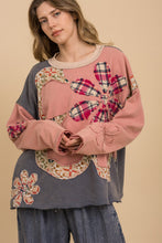 Load image into Gallery viewer, BlueVelvet Multi Flower Patched Color Block Top in Pink Multi
