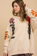 Load image into Gallery viewer, BlueVelvet Growing Flower Patched OVERSIZED Top in Natural
