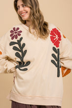 Load image into Gallery viewer, BlueVelvet Growing Flower Patched OVERSIZED Top in Natural
