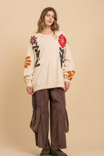 Load image into Gallery viewer, BlueVelvet Growing Flower Patched OVERSIZED Top in Natural
