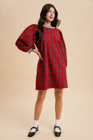 AnnieWear Knit Plaid Midi Dress in Red