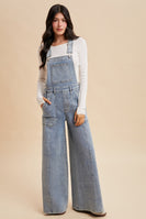 AnnieWear Denim Wide Leg Overalls in Medium Denim