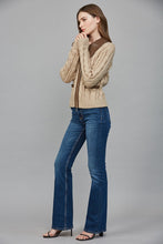 Load image into Gallery viewer, FATE Cable Knit Jacket with Contrasting Faux Leather Trim in Taupe
