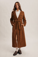 Forte Washed Leopard Trench Coat in Caramel