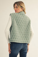 Jodifl Quilted Vest with Front Bow Accents in Sage