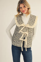 Jodifl Front Brown Tie Leopard Vest in Animal