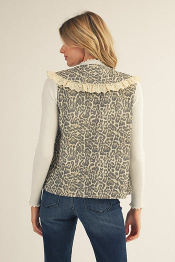 Jodifl Front Brown Tie Leopard Vest in Animal