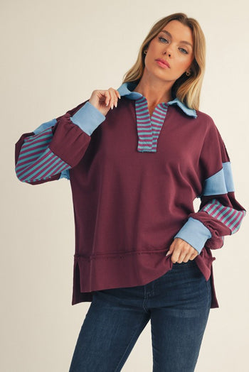 Jodifl Mix n Match Casual Top in Wine ON ORDER