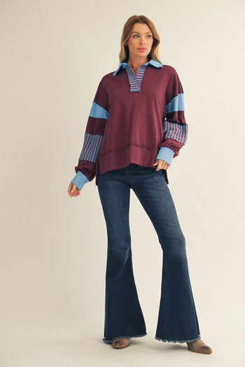 Jodifl Mix n Match Casual Top in Wine ON ORDER
