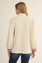 Load image into Gallery viewer, Jodifl Color Ribbed Band Accent High Neck Top in Cream
