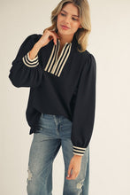 Load image into Gallery viewer, Jodifl Color Ribbed Band Accent High Neck Top in Black
