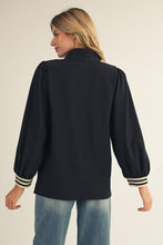 Load image into Gallery viewer, Jodifl Color Ribbed Band Accent High Neck Top in Black
