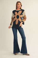 Load image into Gallery viewer, Jodifl OVERSIZED Colorblock Flower Patched Top in Black
