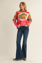 Load image into Gallery viewer, Jodifl Big Floral Knit Sweater in Olive Mix

