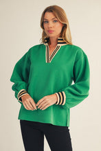 Load image into Gallery viewer, Jodifl Color Ribbed Band Accent Textured Top in Green
