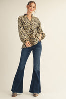 Jodifl Leopard Textured Knit Top in Stone