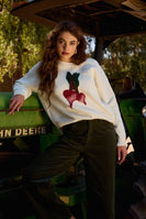 Sunday Edition Knit Sweater with "BEET" Graphic Front in Cream