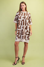 Load image into Gallery viewer, GiGio Geometric Print Sweater Dress in Brown
